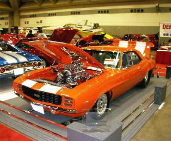 A muscle car!!!  Big engine, huh!!!