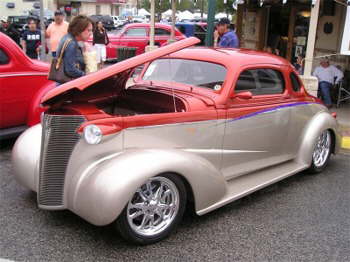 Mike and Susan Stevens brought their '38 Chevy coupe from Baytown Texas