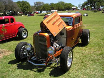 Rick Love of Vintage Air lives in New Braunfels and drives this Gold Coupe