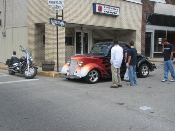 Doug Owens' flamed 36 Ford always draws a crowd