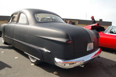 Patrick Lee 50 Ford coupe rear, skirts, frenched taillights 