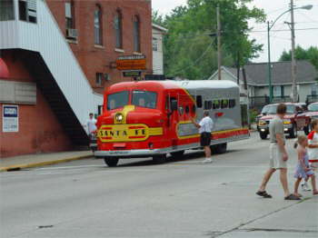 Check out the train coming down the street