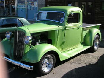 Roy Bishop tools around in this '36 Chevy pickup