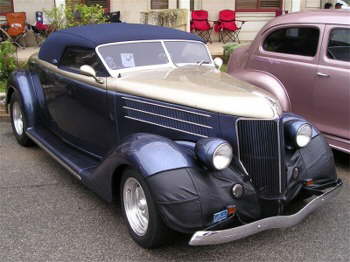 This '36 Ford features a chopped Carson style top and Duval style windshield