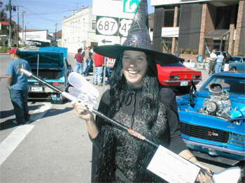 HRHL's own Minnie Roberts displaying her Blown 454 powered  Broomstick named  HRHL Special