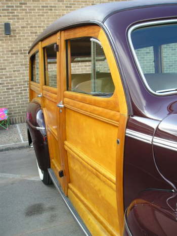 Some fine wood on ted Dements '42 Ford Wagon