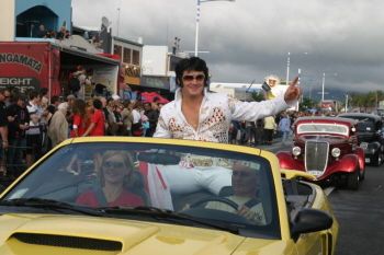 Repco's Jeff Clare with the King in the Grand Parade