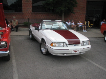 Betty and Wally Knicely drove their slick Mustang Rag Top in from London