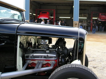 Looking at the shop area through Roy Reeve's roadster