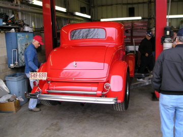 Maurice Allen's coupe goes up for inspection