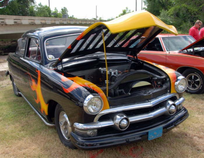 19  A flaming '51 Ford from Marble Falls belongs to Bryan Craven