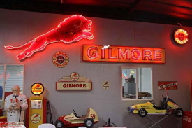 The awesome neon Gilmore sign is the centerpiece of a great collection of Gilmore memorabilia.