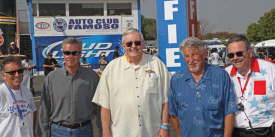 This Reunion brought out some big names in the sport to come out to play including (l-r)  Tony Thacher (NHRA Motorsports Museum Director), Tom Compton (NHRA President), Thomas K. McKernan (Auto Club President), Steve Gibbs (Grand Marshall), Greg Sharp (NH