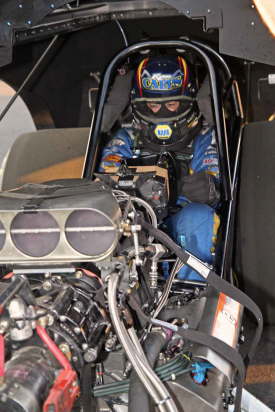 NHRA Funny Car racer Ron Capps is ready for a pass in the Worsham Nostalgia Funny Car.