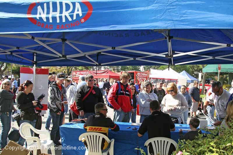 The NHRA autograph booth was open and the line was long.