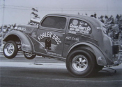 Kohler Brothers, circa 1960 drag race.  Photograph courtesy of Evelyn Roth, owner of photo unknown.