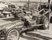 Phipps & Sons Speed Shop. Slingshot dragster, circa 1965 drag race. Photograph courtesy of Evelyn Roth, owner of photo unknown.