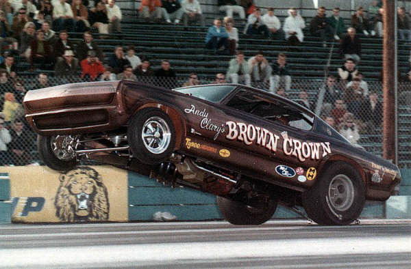 Andy Clary's Brown Crown, circa 1965 drag race, Lions Dragstrip. Photograph courtesy of Evelyn Roth, owner of photo unknown.