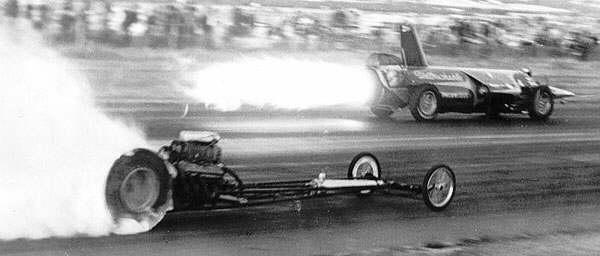 The first rule of running against a jet dragster: Always leave first.