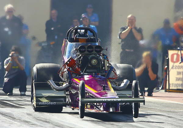 Front engined dragster, post 1980's.   Photograph courtesy of Evelyn Roth, owner of photo unknown.