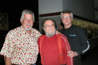 Museum Board Member Steve Gibbs (l), racing legend Mousie Marcellus and motorsports artist Kenny Youngblood during the Night of Champions.