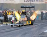 Tony Schumacher (shown) took out Brittany Force in the second round.